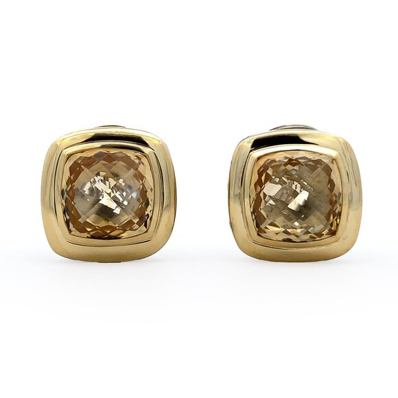 Sterling Silver & 18ky David Yurman Albion Lemon Citrine Earrings - Picture 1 of 3